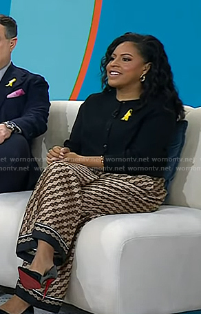 Sheinelle's beige print wide-leg pants on Today