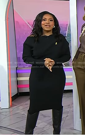 Sheinelle's black off-shoulder sweater dress on Today