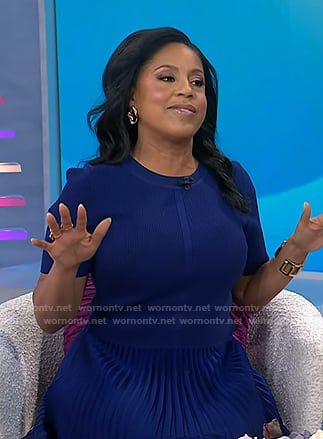 Sheinelle's blue pleated midi dress on Today