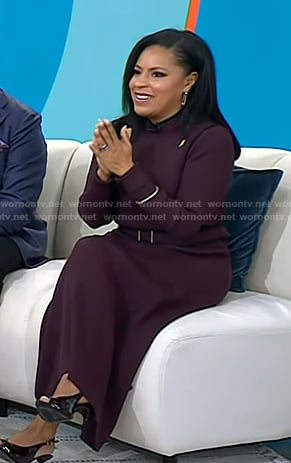 Sheinelle's burgundy belted knit dress on Today
