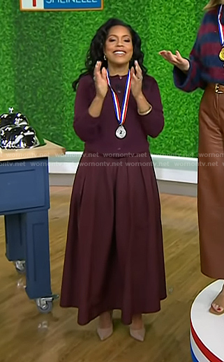 Sheinelle's burgundy cardigan and skirt on Today