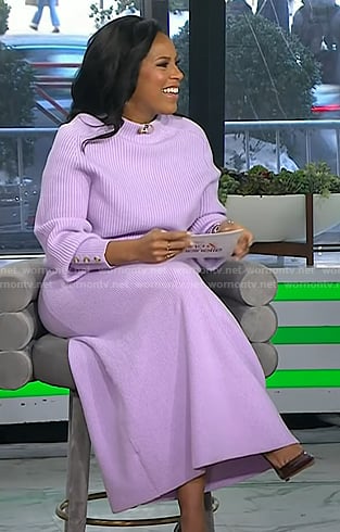 Sheinelle's lavender ribbed sweater and knit skirt on Today