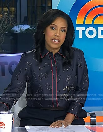 Sheinelle's navy constellation print shirt on Today