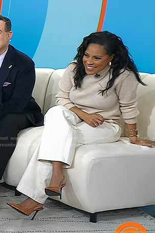 Sheinelle's orange croc slingblack pumps on Today