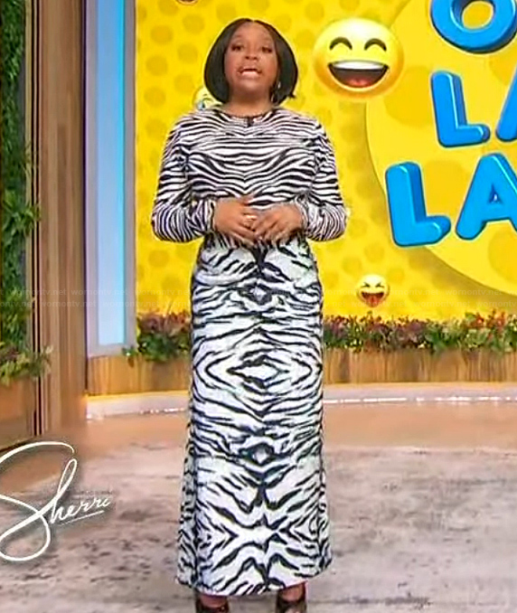 Sherri's white zebra stripe skirt on Sherri