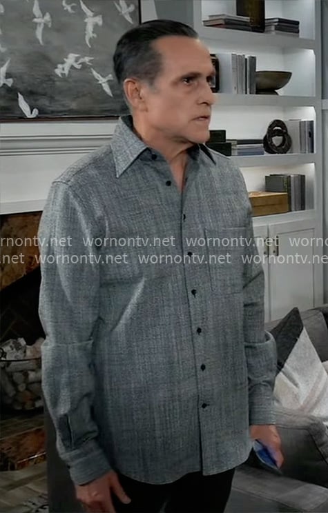 Sonny's grey textured print shirt on General Hospital