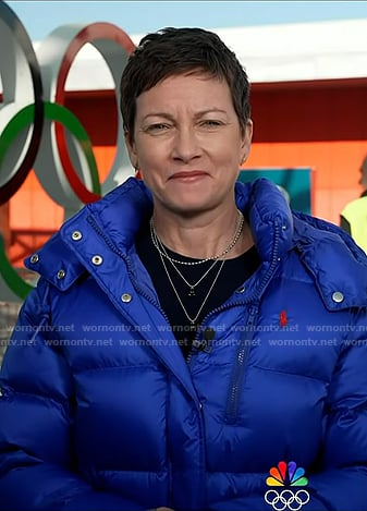 Stephanie's blue puffer down jacket on Today