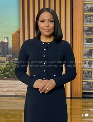 Stephanie's navy bottoned knit dress on Good Morning America