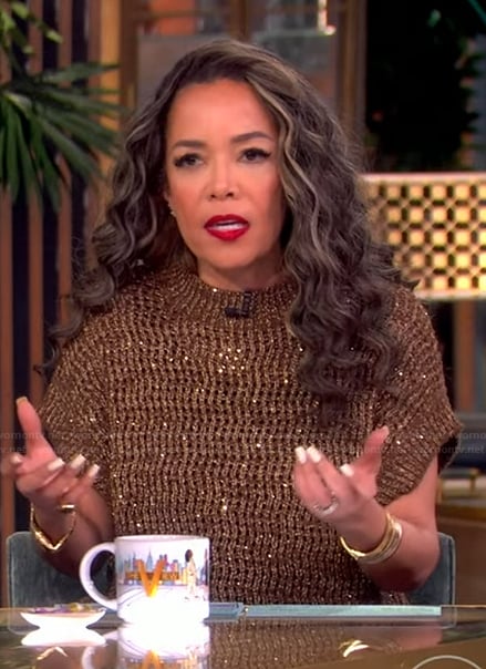 Sunny's brown metallic knit sweater on The View
