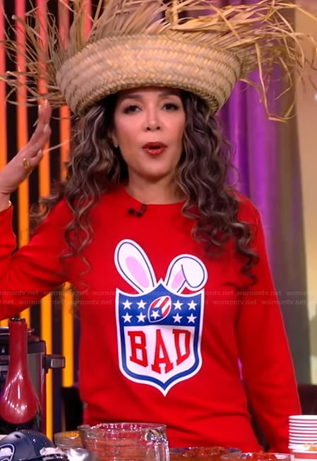 Sunny's red bad bunny sweater on The View
