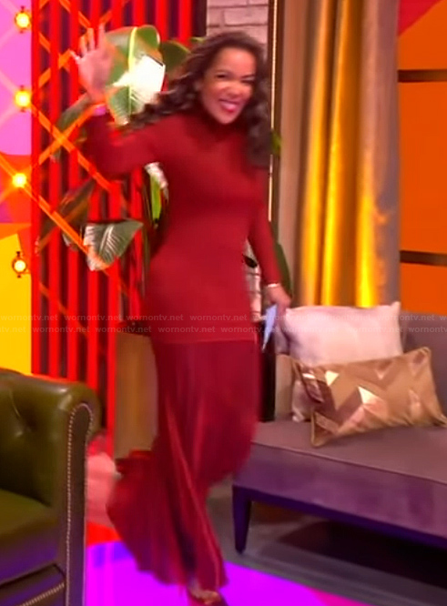 Sunny's red stripe knit maxi dress on The View