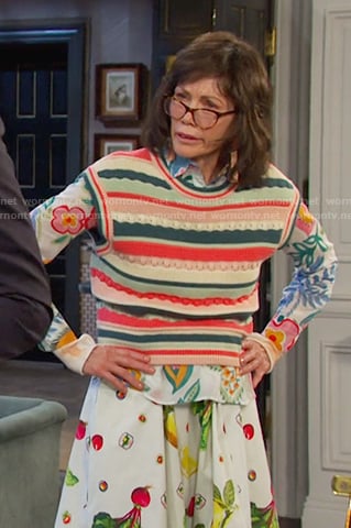 Susan's stripe knit vest and printed skirt on Days of our Lives
