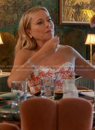 Sutton's white floral lace trim top on The Real Housewives of Beverly Hills