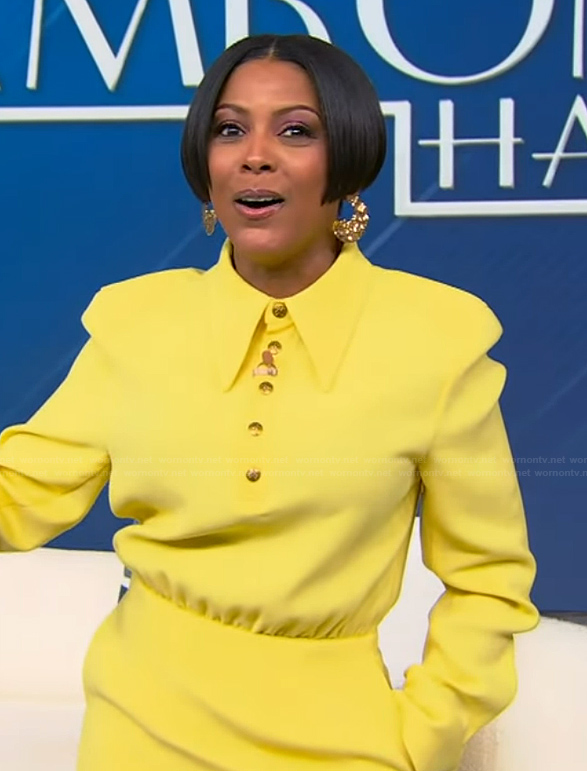 Tamron's yellow shirtdress on Tamron Hall Show