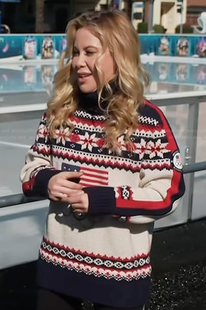 Tara Lipinski's fair isle print sweater on Access Hollywood