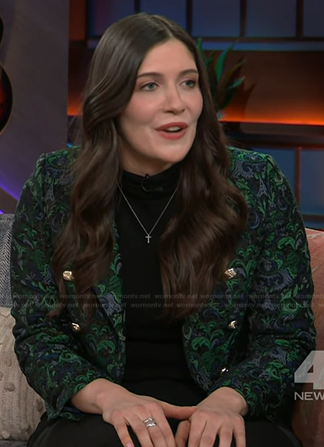 Tara's paisley print double breasted blazer on The Kelly Clarkson Show