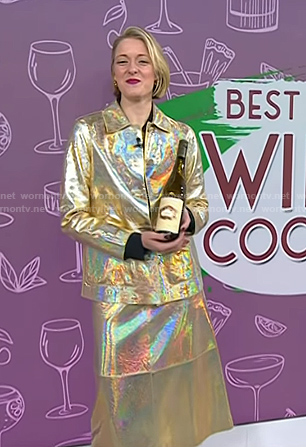 Vanessa Price's metallic jacket and skirt on Today