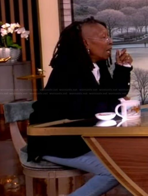 Whoopi's black button down shirt on The View