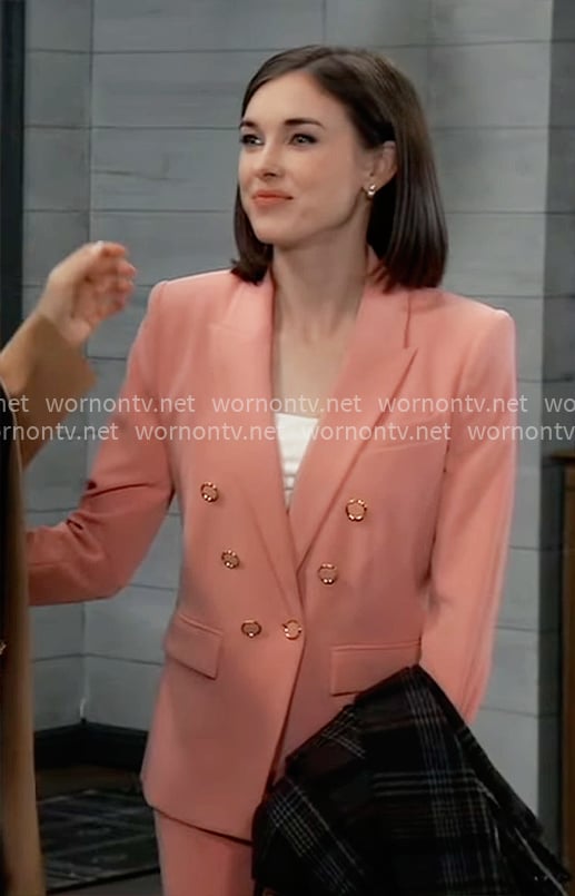 Willow's coral pink suit on General Hospital