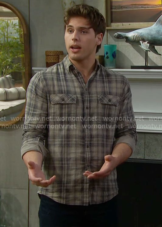 Will's beige plaid shirt on The Bold and the Beautiful