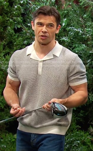 Xander's white knit polo shirt on Days of our Lives