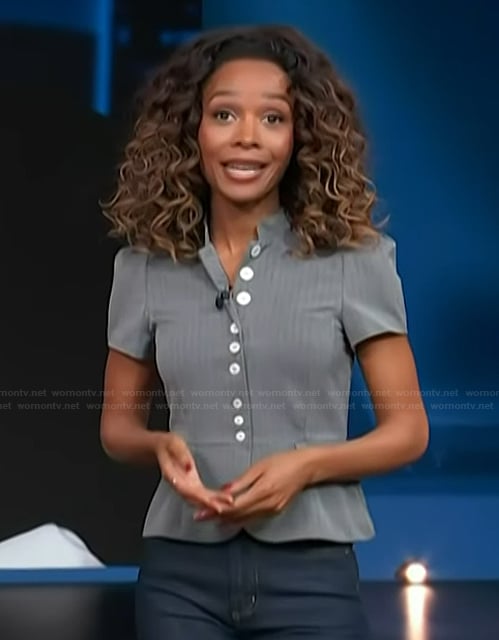 Zuri's gray peplum top on Access Hollywood