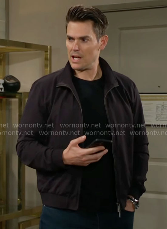 Adam's black bomber jacket on The Young and the Restless
