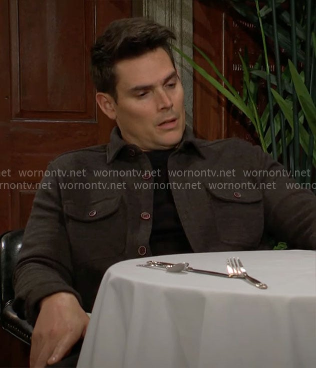 Adam's brown overshirt on The Young and the Restless