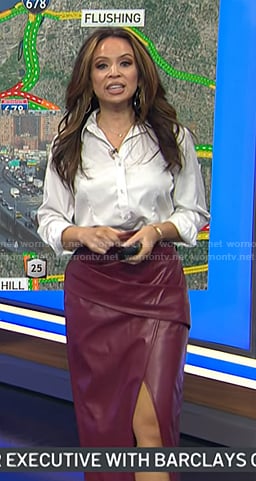 Adelle's burgundy leather skirt on Today