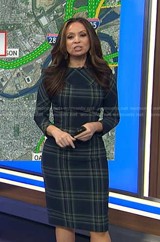 Adelle's navy plaid sheath dress on Today