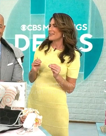 Adriane Kiss' yellow knit dress on CBS Mornings