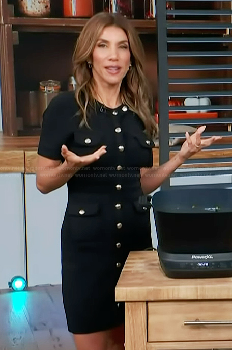 Adrianna Costa's black button front dress on Access Hollywood