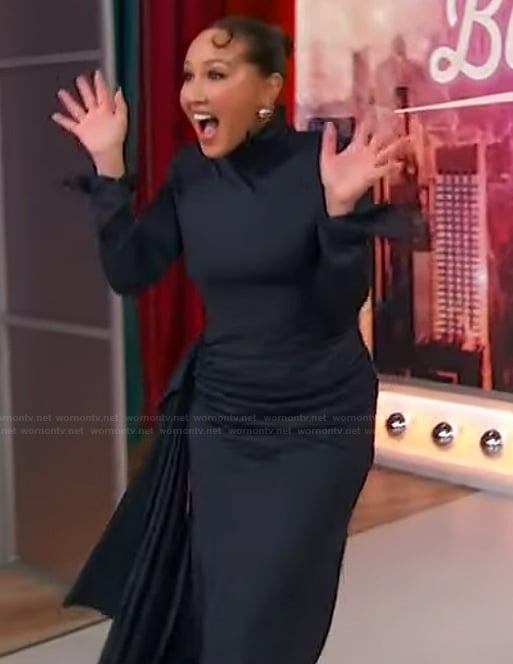 Adrienne Bailon-Houghton's black drape dress on Sherri