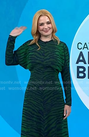 Alexandra Breckenridge's green tiger stripe dress on Today