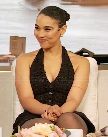 Alexandra Shipp's black sequin mini dress on The Drew Barrymore Show