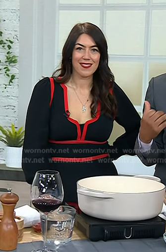 Amber Guinness's black contrast trim dress on Today