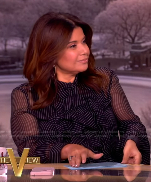 Ana's black stripe ruffle blouse on The View