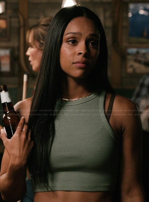 Andrea's green cropped tank on Marshals