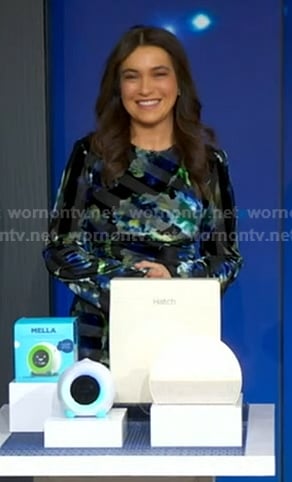 Bethany Braun-Silva's black floral stripe dress on Good Morning America
