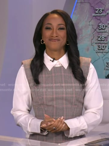 Brittany's grey plaid dress on Good Morning America