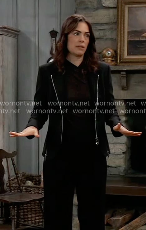 Britt's black jacket with zippers on General Hospital