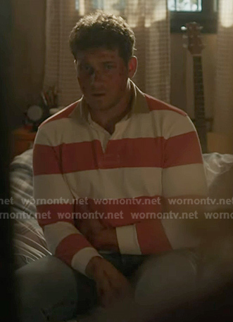 Buck's red stripe rugby shirt on 9-1-1