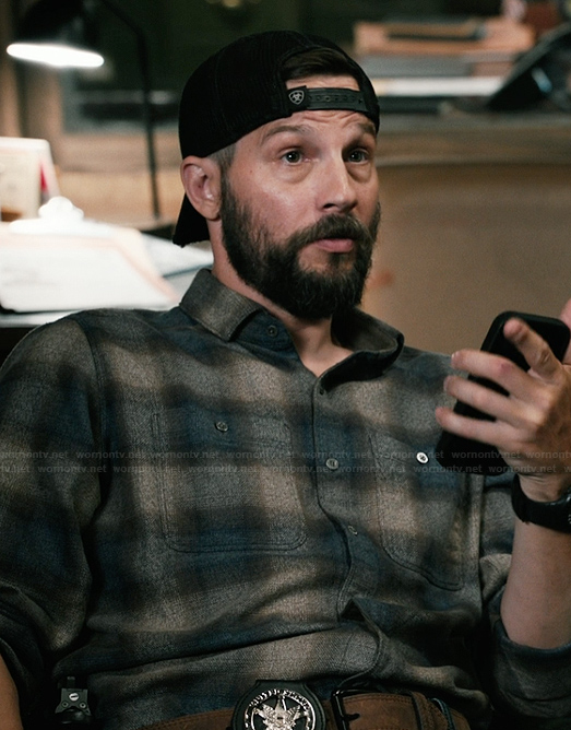 Cal's blue plaid shirt on Marshals