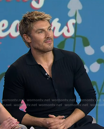 Chris Appleton's navy ribbed long sleeve polo on Today