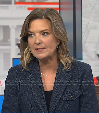 Christine Romans' blue herringbone blazer on NBC News Daily