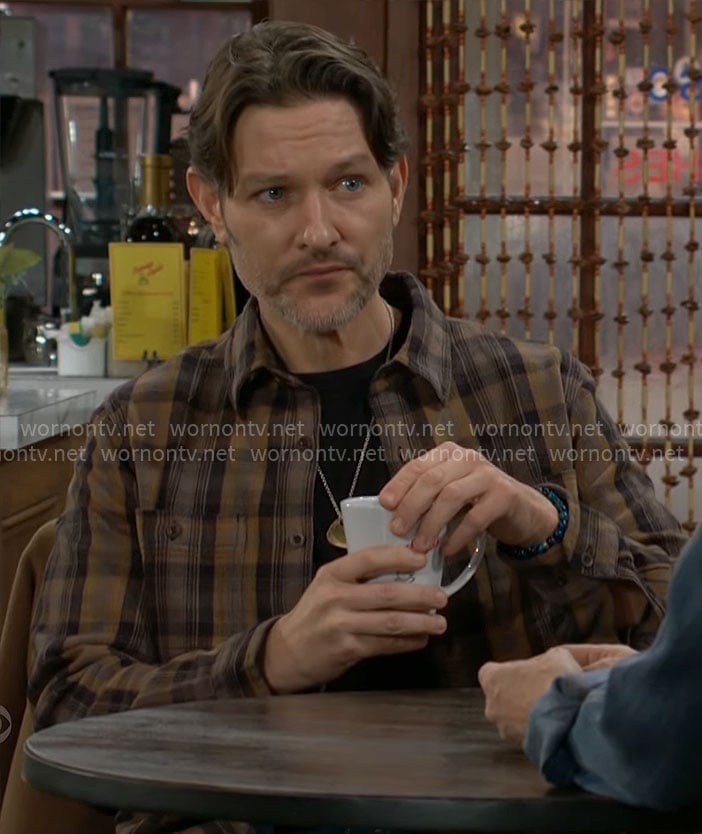 Daniel's brown plaid shirt on The Young and the Restless