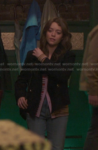 Dani's pink and yellow striped cardigan on Greys Anatomy
