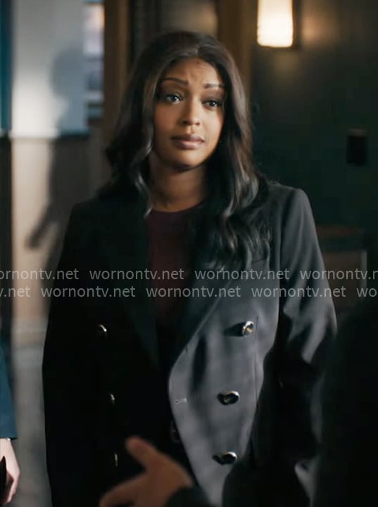 Daphne's black double-breasted blazer on High Potential