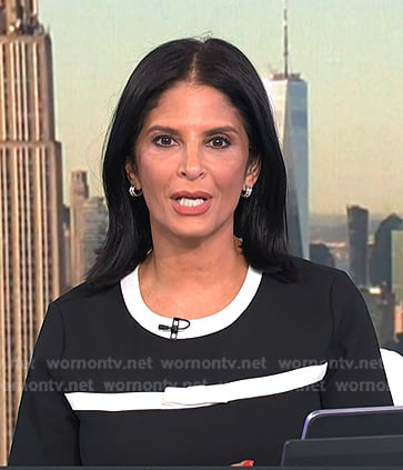 Darlene's black bow stripe dress on Today