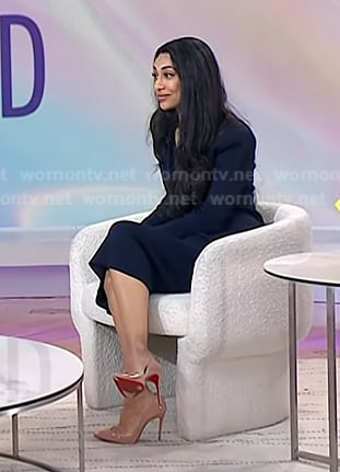 Dr. Sasha Hamdani's beige patent pumps on Today